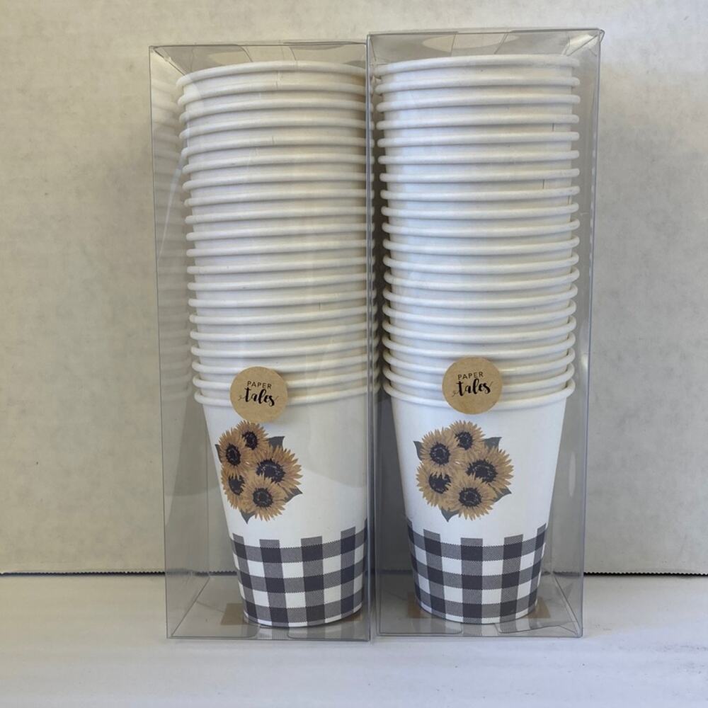 Paper Tales Hot & Cold Cups Sunflowers on Cream 20 Per Pack, 2 Packs